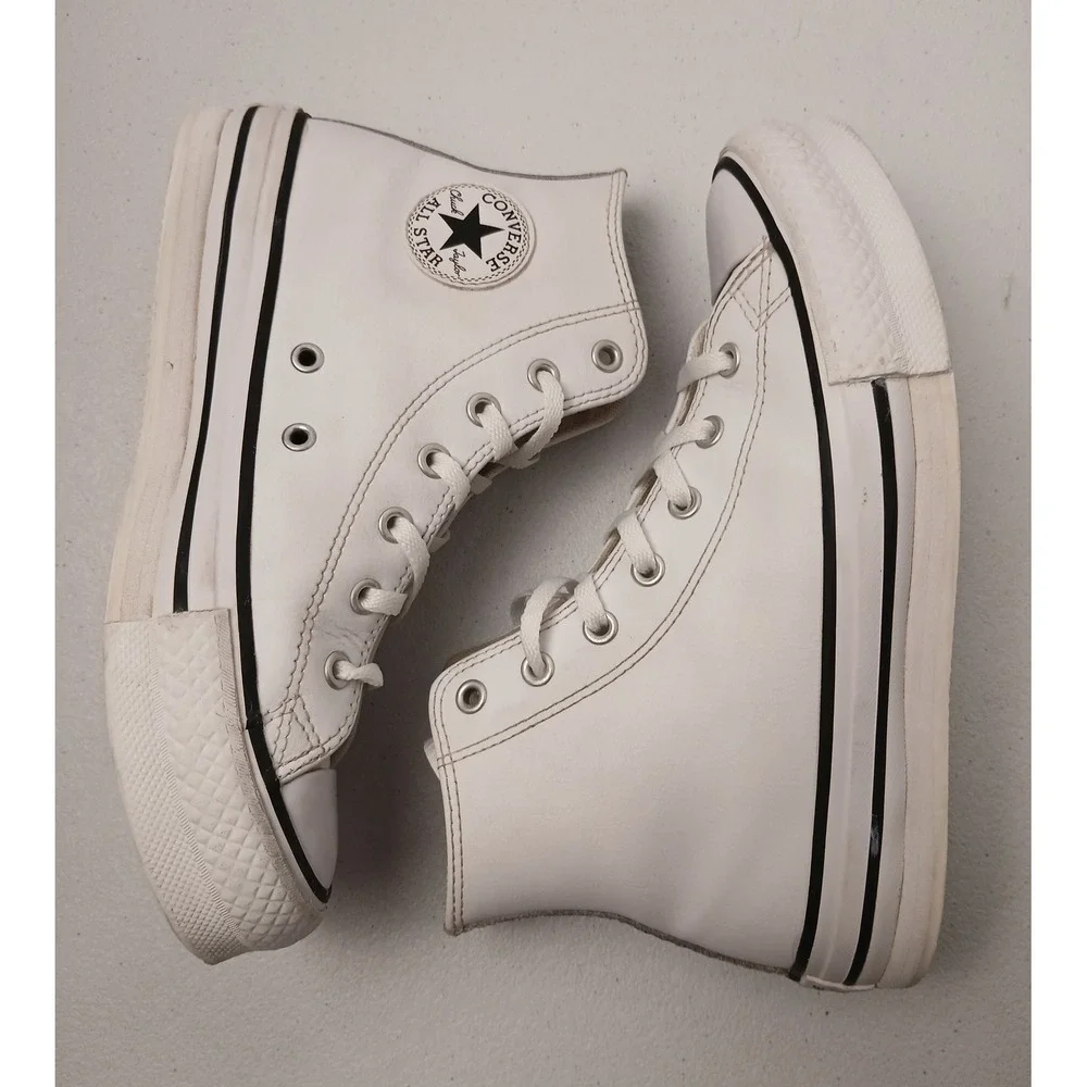 Converse Chuck Taylor All Star Move White Leather Platform High Top‎ Kids Size 4
